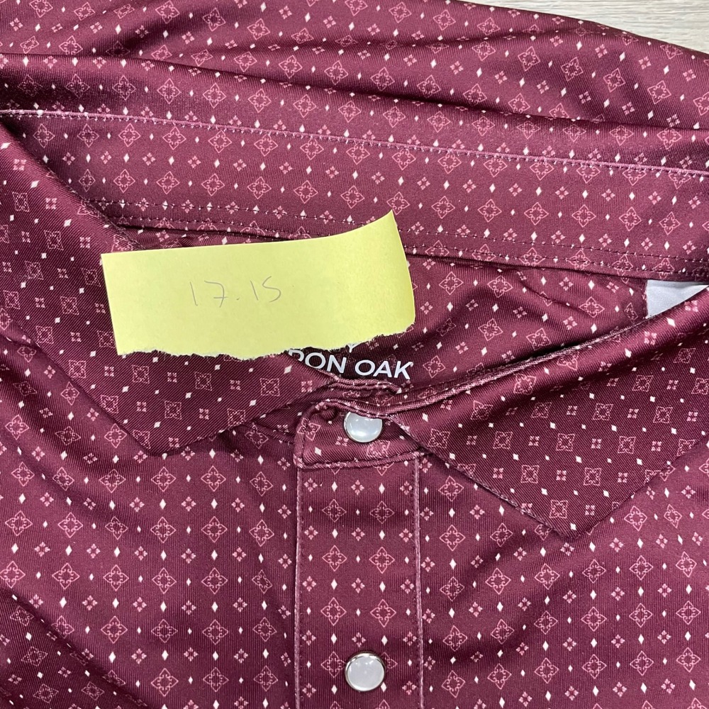 Iron Oak Bennett Polo Shirt Mens 2XL Maroon Geometric Print Short Sleeve Golf